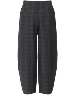 OSKA Ammy Check Linen Cotton Trousers Black & Grey Plaid Lagenlook, size 4
